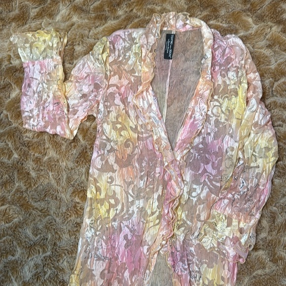 Teatro Dei Sogni by Beppe Bondi Gold and Cream Textured Robe size 14 - Picture 3 of 15